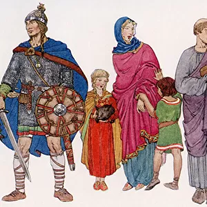 Typical Anglo-Saxon dress. From Everday Life in Anglo-Saxon, Viking and Norman Times, published 1926
