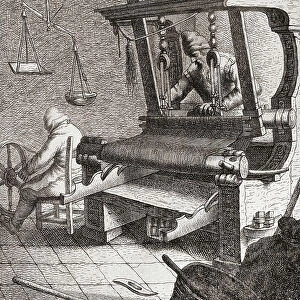 Weaver Weaving Loom Spinning Spinning Wheel 17th Century