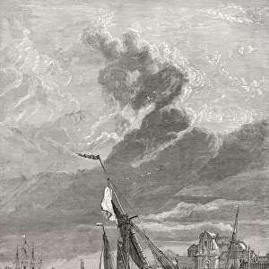 Wind against the tide at Tilbury Port, River Thames, Essex, England, seen here in the 19th century. From English Pictures, published 1890