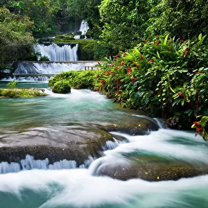 The YS Falls, a 7 tiered cascading waterfall on Jamaica's south coast