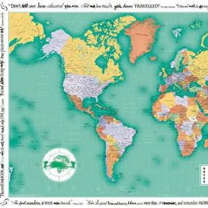 World Traveller Map Art green