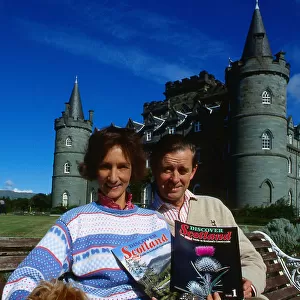 12th Duke and Duchess of Argyll September 1989 on lawn at Inverary Castle with