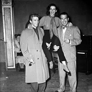Actress Jane Russell with Burt Lancaster and Fred McMurray November 1951