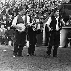 Adge Cutler and The Wurzels perform before the fans at the Bristol City ground