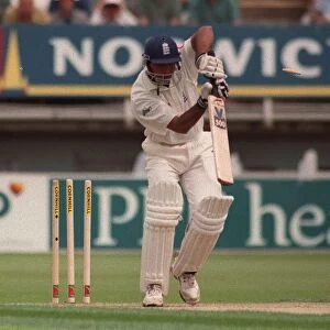 Aftab Habib Cricket Player Of England July 1999 Gets Out By The Bowling Of