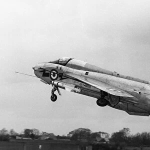 Aircraft English Electric Lightning T5 of RAF 111 Sqd April 1968 taking off with