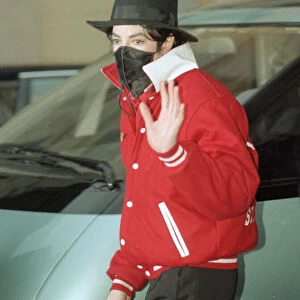 American singer Micael jackson wearing a face mask en route to the Brit Awards ceremony