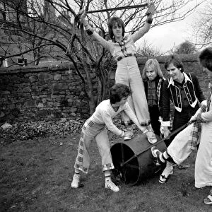 Bay City Rollers pop group in Edinburgh. February 1975