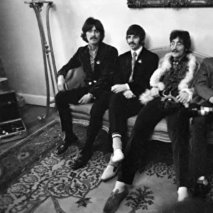 The Beatles at a press conference to launch their new record "Sgt