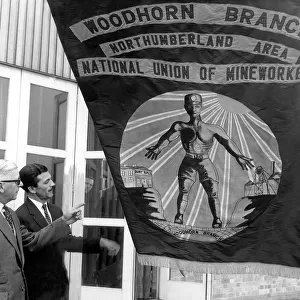 Bedlington Miners Picnic - Woodhorn miners new banner in the breeze after yesterday