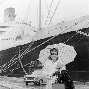 Bette Davis arrives in Southampton aboard the Queen Mary. 25th April 1967