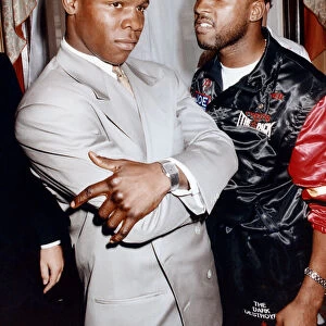 Boxers Chris Eubank (right) and Nigel Benn at the Cafe Royal in Piccadilly Circus ahead