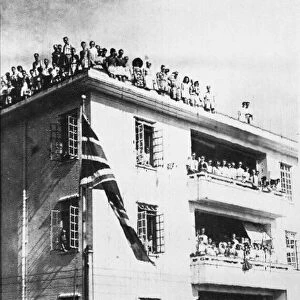 British internees at Camp Stanley, Hong Kong, celebrate their liberation