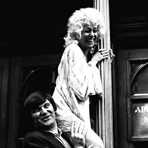 Carry-on actress Barbara Windsor with local comedian Spike Rawlings outside the Threatre