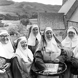 The cast of the play The Seven Nuns, who are left to right, Ann Clark, Freda Howarth