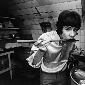 Cat Stevens February 1967 Composer and singer cooking in the kitchen