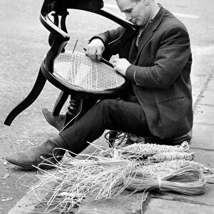 Chair Caning: An unusual sight in London the old craft of chair caning Mr