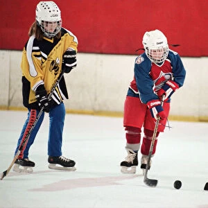 Children enjoying a game of ice hockey during half term at Billingham Forum