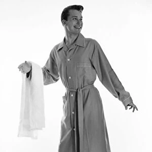 Clothing Mens Fashion 1950s Peter Sinclair seen here modelling the pyjama dressing