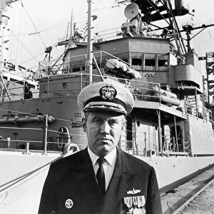Commander Lloyd H Adams captain of the USS Barry a Sherman Class Destroyer which is