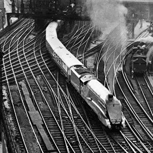 The Coronation Stream-Lined Train snaking its way out of Newcastle Central Station on 2nd