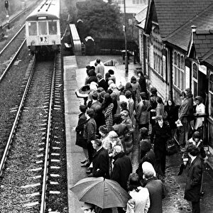 The crowded platform of Walkergate Railway Station on 16th October 1974
