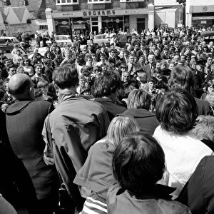 Crowds watch Mick Jagger and Keith Richards on 10 May 1967 on the steps of Chichester