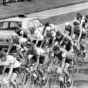 Cyclists pass kenton Bar, Newcastle, during the tenth stage of the Milk Race in June 1974