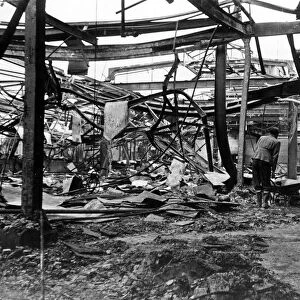 Damage to the Palm Court Restaurant, Selfridges, following an air raid attack which took