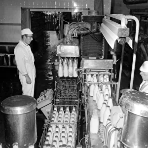 Dobsons Dairies October 1966 A worker on Bottling and Packaging Machinery