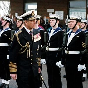 THE DUKE OF EDINBURGH. PRINCE PHILIP INSPECTING ROYAL NAVY TROOPS. MARCH 1993