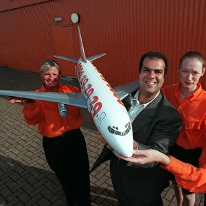 Easyjet promotion at Luton airport Stavros Niarchos. October 1997