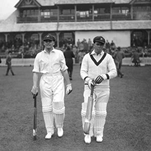Essex v Australia. Bill Woodfull (l) and Bill Ponsford of Australia come out to open