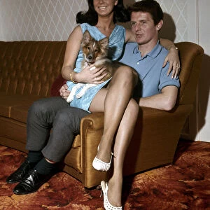 Everton footballer Brain Labone with his wife Pat and pet dog at Shandy at home