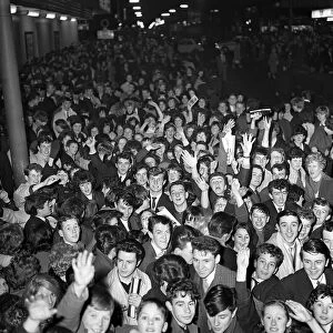 Excited crowd of Beatles fans during tThe Beatles concert at the Ritz Cinema in Belfast