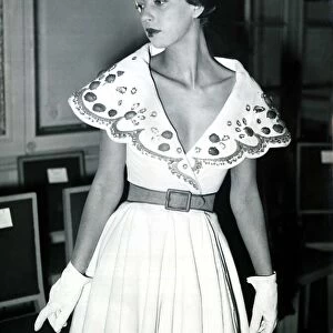 Fashion clothing shoot March 1949 The new plunge neckline from Paris Plunging