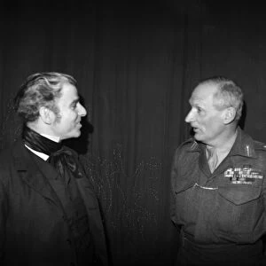 Field Marshal Bernard Montgomery seen here back stage with Emlyn Williams following a