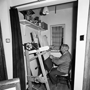 Home Loom: Weavers operating a home loom. 1954 A29