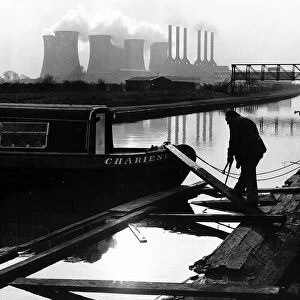 Industrial scene with canal and long boat 1971