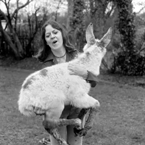 Jean Wooler and "Misty"the donkey. January 1975 75-00591