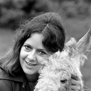 Jean Wooler and "Misty"the donkey. January 1975 75-00591-005