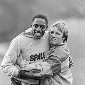 John Fashanu (left), pictured during a training session for Wimbledon Football Club