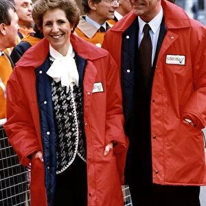 John Major Prime Minister and wife Norma in orange jackets at Charterail Goods yard in