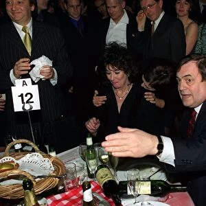 John Prescott Deputy Prime Minister with his wife Pauline after being drenched by a