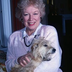 June Whitfield with her dog called "Rabbit"October 1987