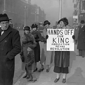 King Edward VIII Abdication Crisis Royal supporters marching with banner which