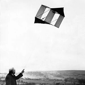 Kites. Mr. Albert Norris pictured flying his kite. October 1953 P012324