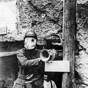 A Klaxon horn which warns against gas attacks on French trenches during World War One