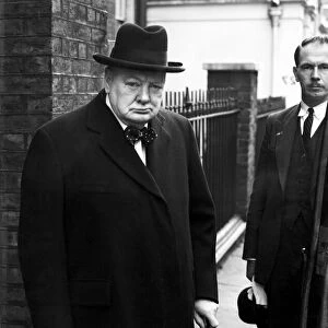 Leader of the Conservative Party Winston Churchill seen leaving his London home