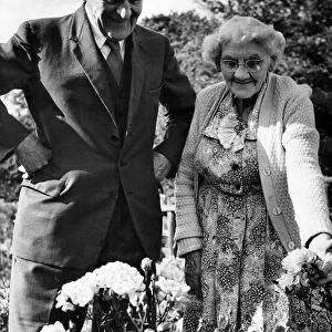 Lord and Lady Lawson in the garden of their home at Beamish. 27th September 1962